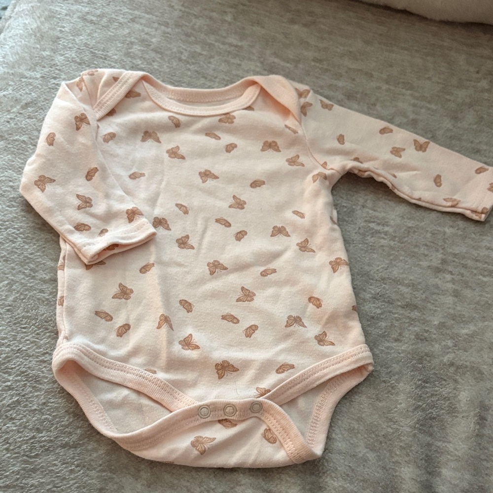 Rene Rofe Baby Peach Butterfly Bodysuit